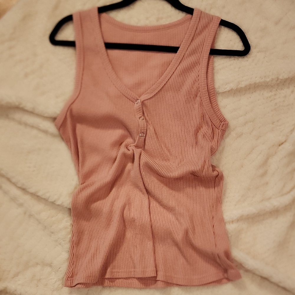 Pink Ribbed Tank Top